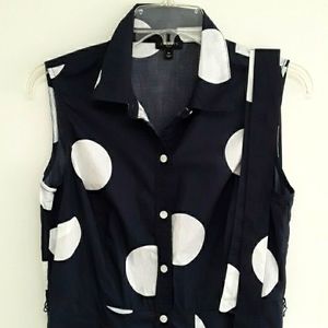 Talbots Petites Polka Dot Button Down Flare Dress Size Petite 8